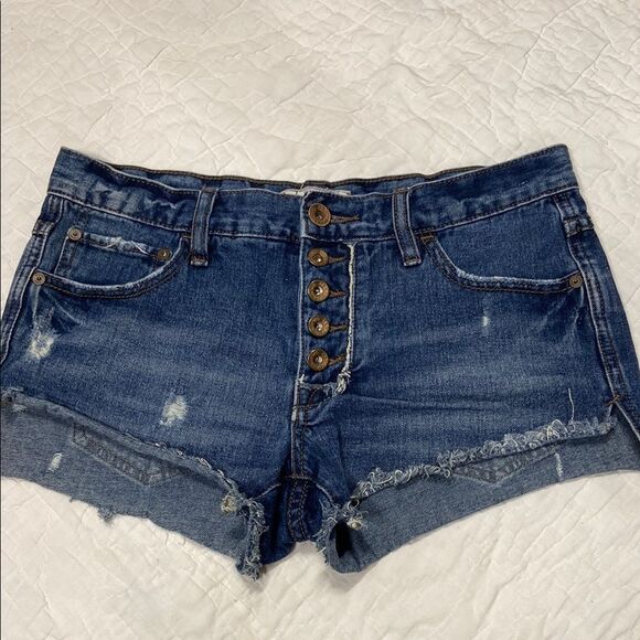 Free People Blue Jean Shorts Distressed Cut-Off size 25 - Picture 1 of 8